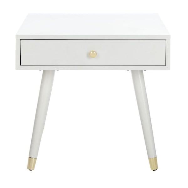 Safavieh 22.3 x 24 x 24 in. Levinson Gold Cap End Table, White FOX6305B - main